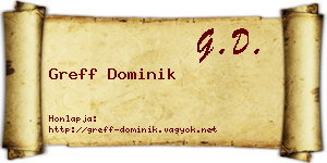 Greff Dominik névjegykártya